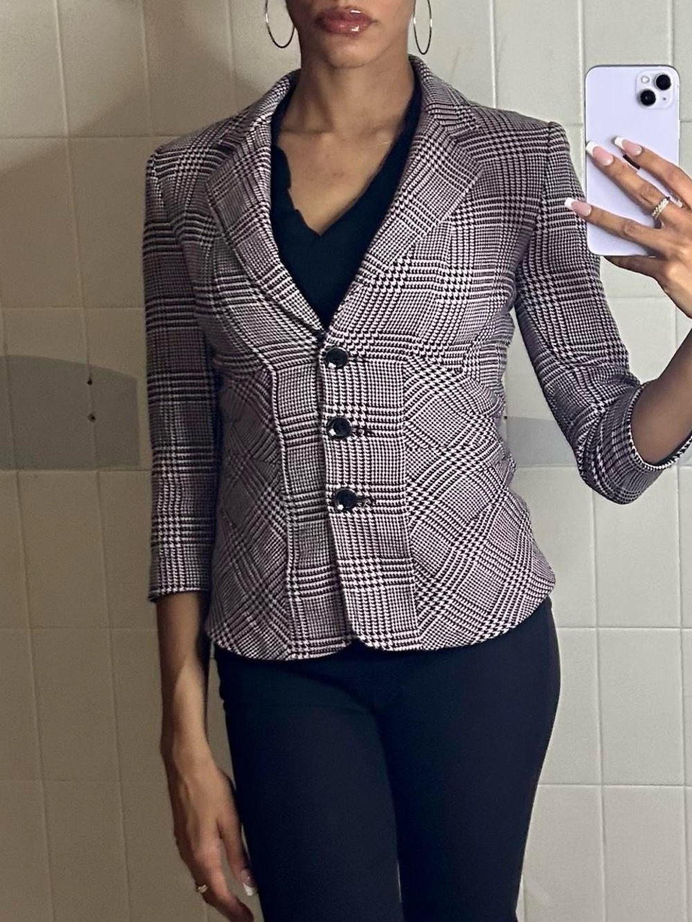 Le Château Plaid Fitted Blazer / Jacket